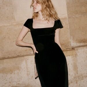NWT Doen Cesarina Black Velvet Dress S